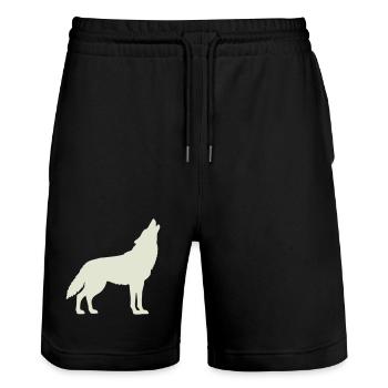 wolf - Stanley/Stella Unisex Bio Joggingshorts Trainer  - Schwarz - Vorne - Nik (191cm) & Marisol (170cm)