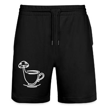 Champignon thé café - Short de jogging bio TRAINER Stanley/Stella unisexe - noir - Devant - Nik (191cm) & Marisol (170cm)