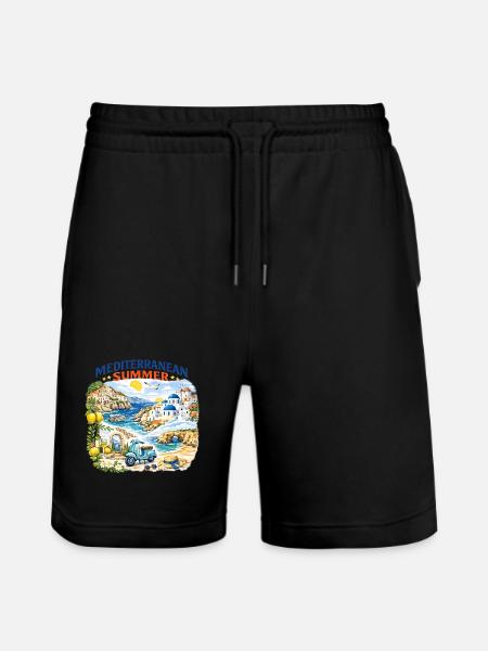 Mediterranean Summer Mosaic - Stanley/Stella Trainer Unisex Organic Jogging Shorts - black