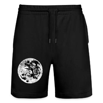 Le Voyage dans la Lune - Stanley/Stella Trainer Unisex Organic Jogging Shorts - black - Front - Nik (191cm) & Marisol (170cm)
