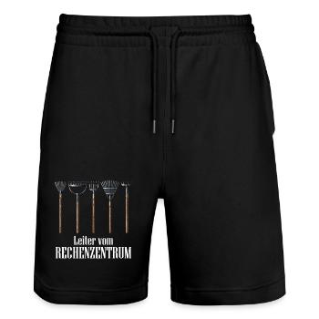 Leiter vom Rechenzentrum Gärtner - Stanley/Stella Unisex Bio Joggingshorts Trainer  - Schwarz - Vorne - Nik (191cm) & Marisol (170cm)