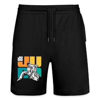 Judo Martial Arts Judoka Ground Fighting Training - Stanley/Stella Trainer Unisex Organic Jogging Shorts - black - Front - Nik (191cm) & Marisol (170cm)
