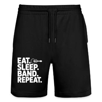 Eat. Sleep. Band. Repeat. - Stanley/Stella Trainer Unisex Organic Jogging Shorts - black - Front - Nik (191cm) & Marisol (170cm)