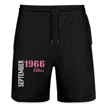 60th birthday, September 1966 - Stanley/Stella Trainer Unisex Organic Jogging Shorts - black - Front - Nik (191cm) & Marisol (170cm)