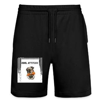 Dog  - Short de jogging bio TRAINER Stanley/Stella unisexe - noir - Devant - Nik (191cm) & Marisol (170cm)