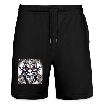Böse grinsender Troll mit roter Augen - Stanley/Stella Unisex Bio Joggingshorts Trainer  - Schwarz - Vorne - Nik (191cm) & Marisol (170cm)