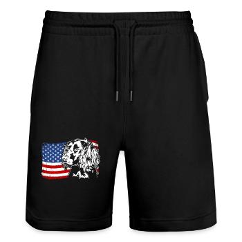 Caille Allemande Chien US Amérique Drapeau Wilsigns - Short de jogging bio TRAINER Stanley/Stella unisexe - noir - Devant - Nik (191cm) & Marisol (170cm)