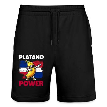 Drapeau de puissance Platano de la République dominicaine pour enfants - Short de jogging bio TRAINER Stanley/Stella unisexe - noir - Devant - Nik (191cm) & Marisol (170cm)