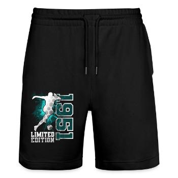 1951 Fußball Limited Edition Geburtstag - Stanley/Stella Unisex Bio Joggingshorts Trainer  - Schwarz - Vorne - Nik (191cm) & Marisol (170cm)