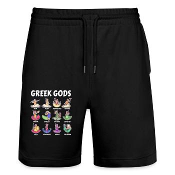 Greek Mythology Gods - Ancient Gods of Greece - Stanley/Stella Trainer Unisex Organic Jogging Shorts - black - Front - Nik (191cm) & Marisol (170cm)