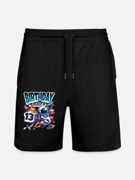 Astronaut 13th Birthday Space - Stanley/Stella Trainer Unisex Organic Jogging Shorts - black