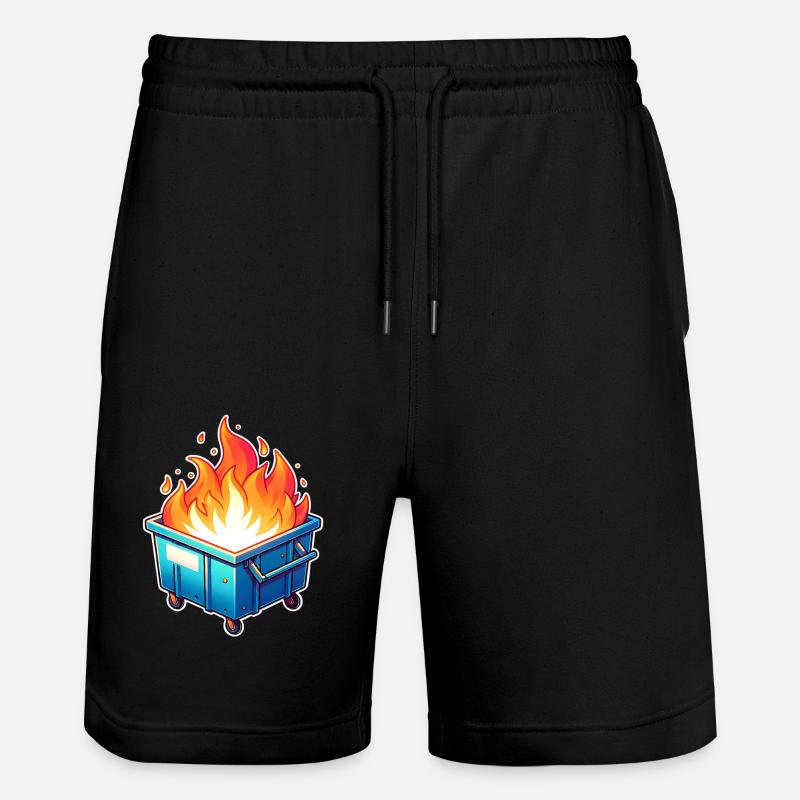 Burning garbage can - Stanley/Stella Trainer Unisex Organic Jogging Shorts - black