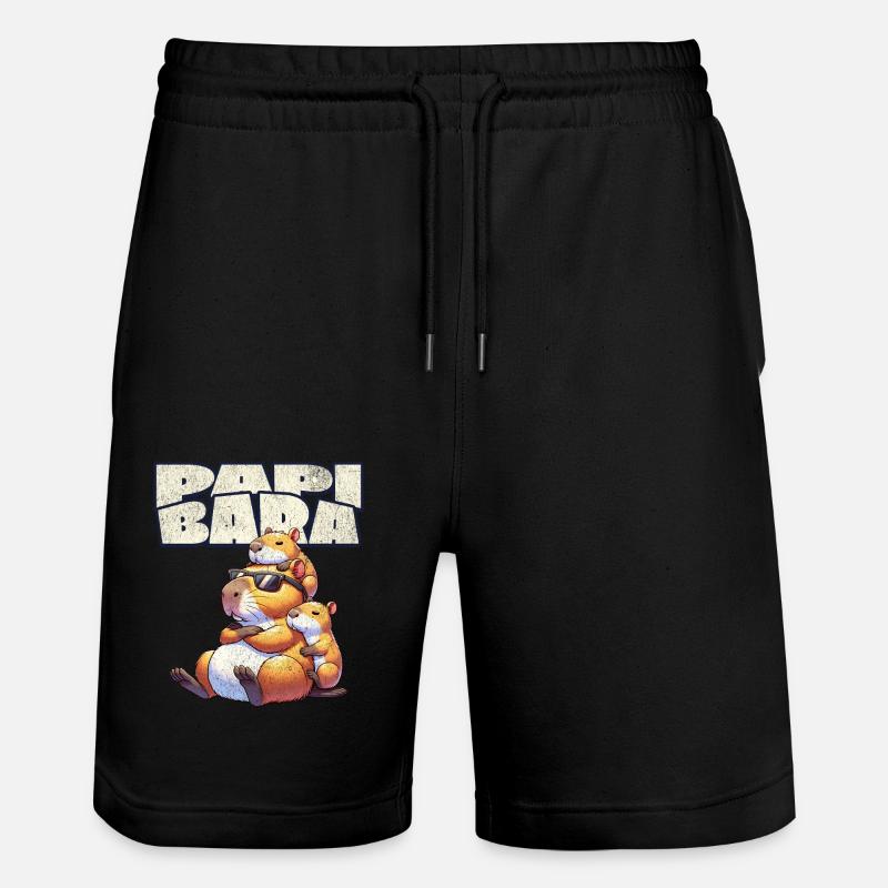 Papibara Capybara Père Papa - Short de jogging bio TRAINER Stanley/Stella unisexe - noir