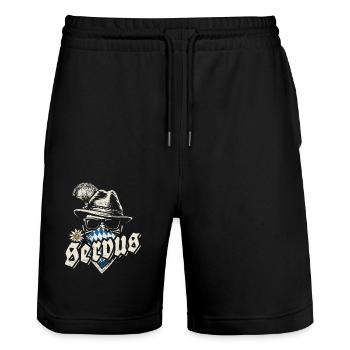 Grantler - Servus, Festzelt, Bier und Gaudi - Stanley/Stella Unisex Bio Joggingshorts Trainer  - Schwarz - Vorne - Nik (191cm) & Marisol (170cm)