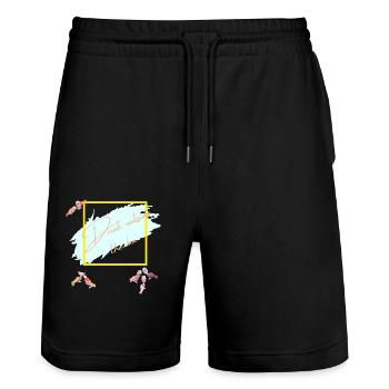 Drink outside the box - Stanley/Stella Unisex Bio Joggingshorts Trainer  - Schwarz - Vorne - Nik (191cm) & Marisol (170cm)