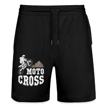 Motocross - Stanley/Stella Trainer Unisex Organic Jogging Shorts - black - Front - Nik (191cm) & Marisol (170cm)