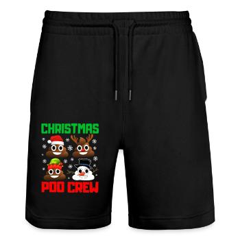 Weihnachten Crew Lustiger Weihnachtspyjama - Stanley/Stella Unisex Bio Joggingshorts Trainer  - Schwarz - Vorne - Nik (191cm) & Marisol (170cm)