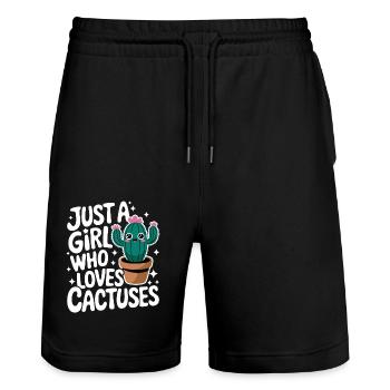 Cactus Cacti Desert Plant - Stanley/Stella Trainer Unisex Organic Jogging Shorts - black - Front - Nik (191cm) & Marisol (170cm)