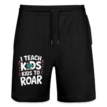 Speech Therapist Speech Therapy - Stanley/Stella Trainer Unisex Organic Jogging Shorts - black - Front - Nik (191cm) & Marisol (170cm)