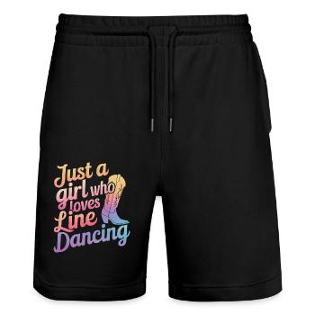 Line Dancing Tanzen Tänzer - Stanley/Stella Unisex Bio Joggingshorts Trainer  - Schwarz - Vorne - Nik (191cm) & Marisol (170cm)