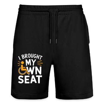 Wheelchair Wheelchair Disabled Humor - Stanley/Stella Trainer Unisex Organic Jogging Shorts - black - Front - Nik (191cm) & Marisol (170cm)