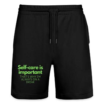 Selbstfürsorge ist wichtig - Stanley/Stella Unisex Bio Joggingshorts Trainer  - Schwarz - Vorne - Nik (191cm) & Marisol (170cm)