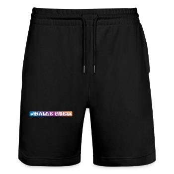 Malle Crew - Stanley/Stella Trainer Unisex Organic Jogging Shorts - black - Front - Nik (191cm) & Marisol (170cm)
