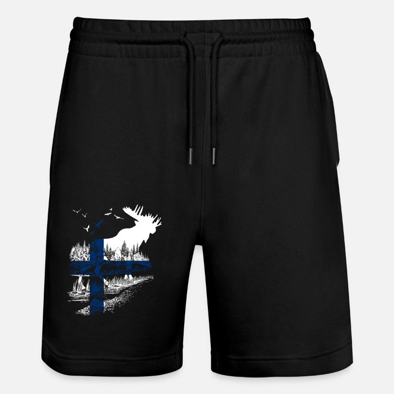 FINNLAND ELCH - Stanley/Stella Unisex Bio Joggingshorts Trainer  - Schwarz