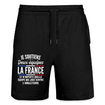 Je Soutiens Deux équipes la France - Short de jogging bio TRAINER Stanley/Stella unisexe - noir - Devant - Nik (191cm) & Marisol (170cm)