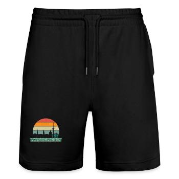 Mannemerin - Mannheim, meine Stadt! - Stanley/Stella Unisex Bio Joggingshorts Trainer  - Schwarz - Vorne - Nik (191cm) & Marisol (170cm)