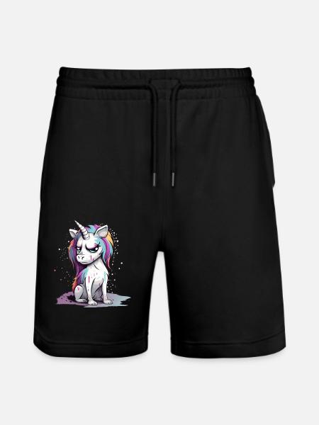 Grumpy Unicorn - Stanley/Stella Unisex Bio Joggingshorts Trainer - Schwarz