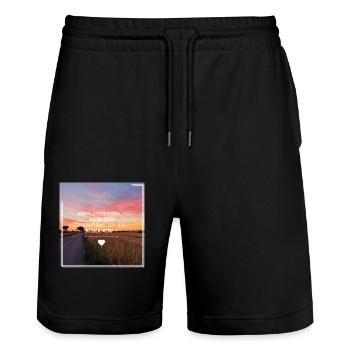 Selbstliebe - Stanley/Stella Unisex Bio Joggingshorts Trainer  - Schwarz - Vorne - Nik (191cm) & Marisol (170cm)