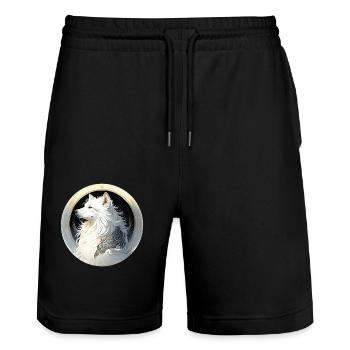 Stilvoll im Jugendstil: Unser Schäferhund-Portrait - Stanley/Stella Unisex Bio Joggingshorts Trainer  - Schwarz - Vorne - Nik (191cm) & Marisol (170cm)