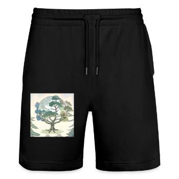 Terre Mère : L’Arbre de l’Éternité - Short de jogging bio TRAINER Stanley/Stella unisexe - noir - Devant - Nik (191cm) & Marisol (170cm)