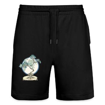 Mother Nature - The Tree of the Earth (Environment & Nature) - Stanley/Stella Trainer Unisex Organic Jogging Shorts - black - Front - Nik (191cm) & Marisol (170cm)