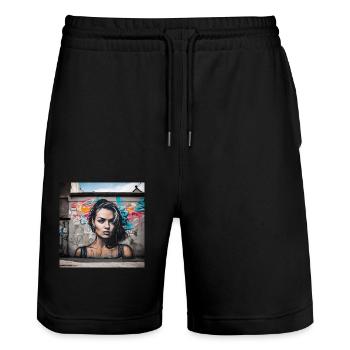 Femme Artistry - Stanley/Stella Unisex Bio Joggingshorts Trainer  - Schwarz - Vorne - Nik (191cm) & Marisol (170cm)