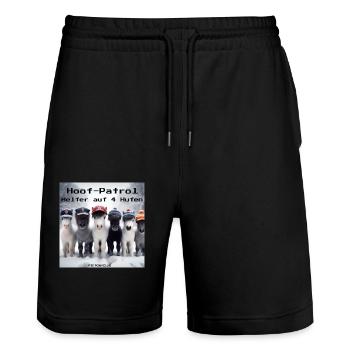 HOOF PATROL - Stanley/Stella Unisex Bio Joggingshorts Trainer  - Schwarz - Vorne - Nik (191cm) & Marisol (170cm)