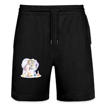 Clever Owl Scientist : Expériences à Weish - Short de jogging bio TRAINER Stanley/Stella unisexe - noir - Devant - Nik (191cm) & Marisol (170cm)