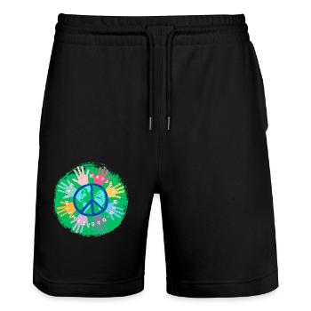 Be strong together - Stanley/Stella Trainer Unisex Organic Jogging Shorts - black - Front - Nik (191cm) & Marisol (170cm)