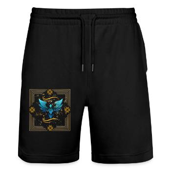 feel free - Stanley/Stella Unisex Bio Joggingshorts Trainer  - Schwarz - Vorne - Nik (191cm) & Marisol (170cm)