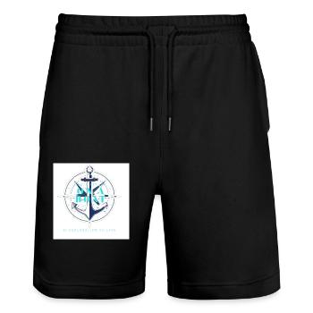 Life is better on a boat - Anker - Stanley/Stella Trainer Unisex Organic Jogging Shorts - black - Front - Nik (191cm) & Marisol (170cm)