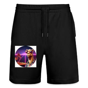Cooles Kamel - Stanley/Stella Unisex Bio Joggingshorts Trainer  - Schwarz - Vorne - Nik (191cm) & Marisol (170cm)