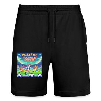 Chats de football 004 - Short de jogging bio TRAINER Stanley/Stella unisexe - noir - Devant - Nik (191cm) & Marisol (170cm)