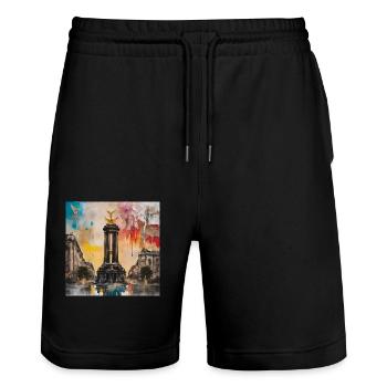 Siegessäule - Stanley/Stella Unisex Bio Joggingshorts Trainer  - Schwarz - Vorne - Nik (191cm) & Marisol (170cm)