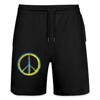 Peace for Ukraine - Stanley/Stella Unisex Bio Joggingshorts Trainer  - Schwarz - Vorne - Nik (191cm) & Marisol (170cm)
