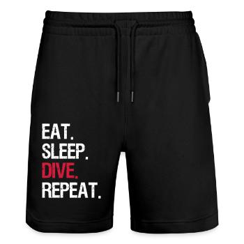 Eat Sleep Dive Repeat - Stanley/Stella Unisex Bio Joggingshorts Trainer  - Schwarz - Vorne - Nik (191cm) & Marisol (170cm)
