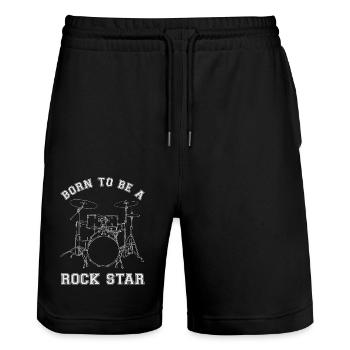 Born To Be A Rock Star Drums - Stanley/Stella Trainer Unisex Organic Jogging Shorts - black - Front - Nik (191cm) & Marisol (170cm)
