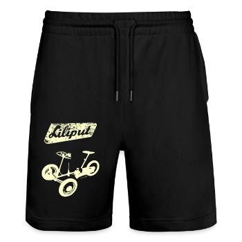 Liliput DDR tricycle jouet Ostalgie T-shirt - Short de jogging bio TRAINER Stanley/Stella unisexe - noir - Devant - Nik (191cm) & Marisol (170cm)