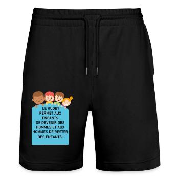 le rugby - Short de jogging bio TRAINER Stanley/Stella unisexe - noir - Devant - Nik (191cm) & Marisol (170cm)