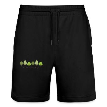 proud to be a tree hugger - Stanley/Stella Trainer Unisex Organic Jogging Shorts - black - Front - Nik (191cm) & Marisol (170cm)